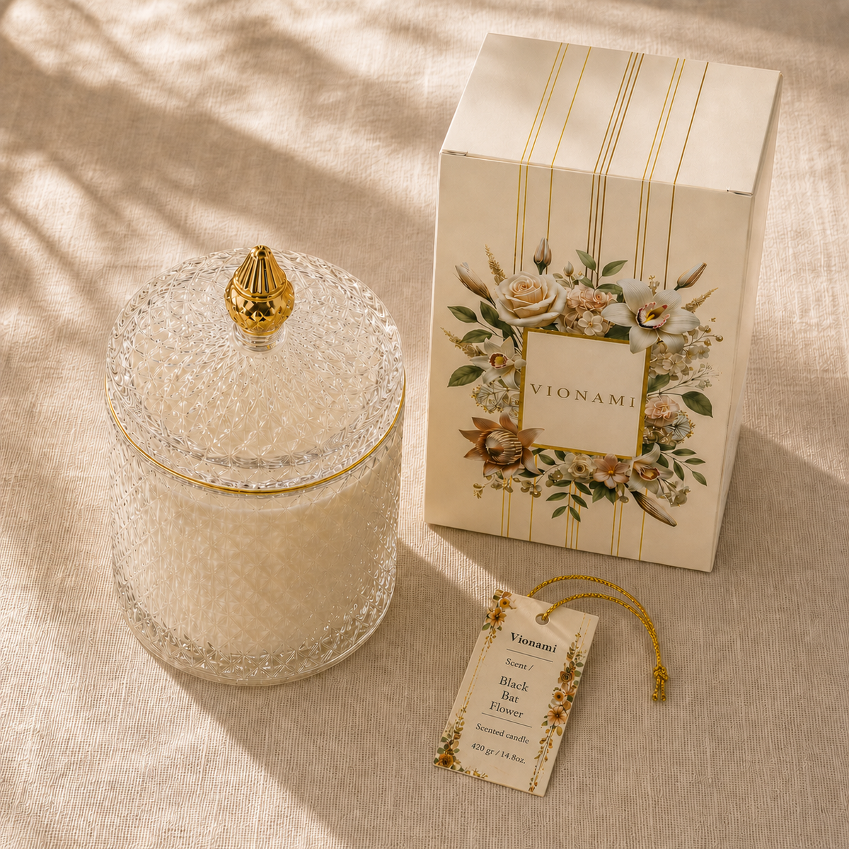Unique candle gift for women in luxury packaging — Black Bat Flower by Vionami